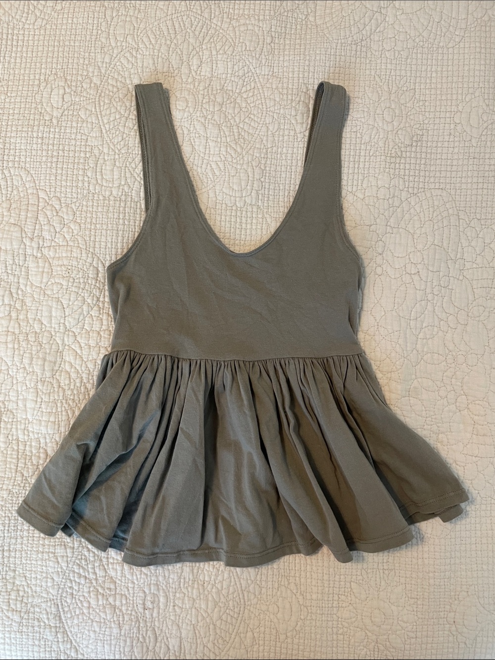 Truly Madly Deeply Olive Peplum Tank Top